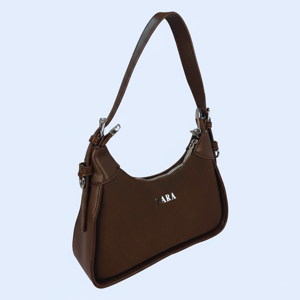 Chic Crescent Shoulder Bag with Silver Hardware