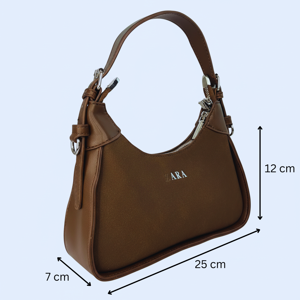 Chic Crescent Shoulder Bag with Silver Hardware