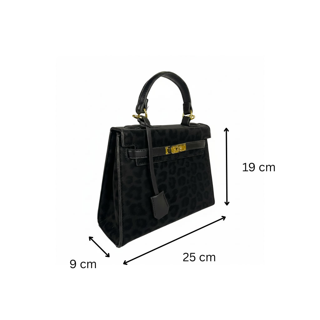 Luxurious Leopard Print Top-Handle Bag with Gold Hardware
