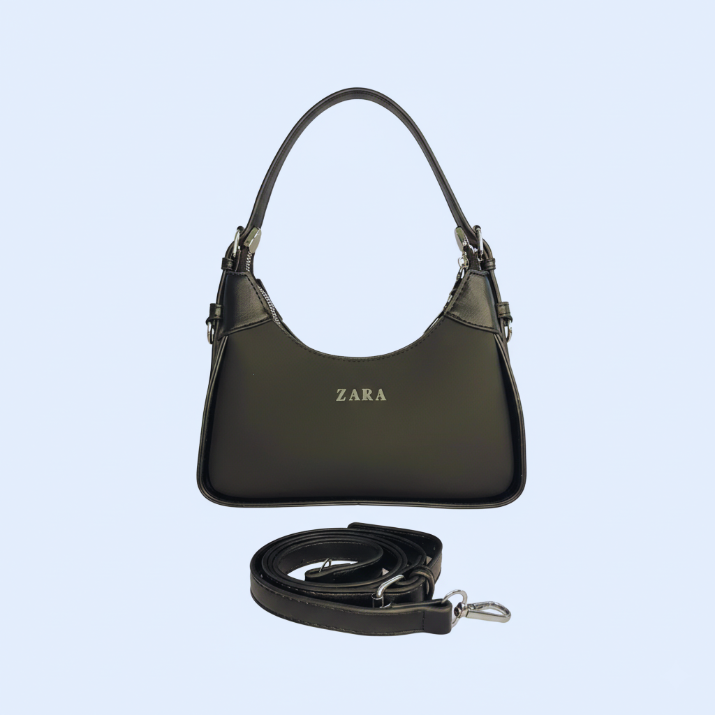 Chic Crescent Shoulder Bag with Silver Hardware