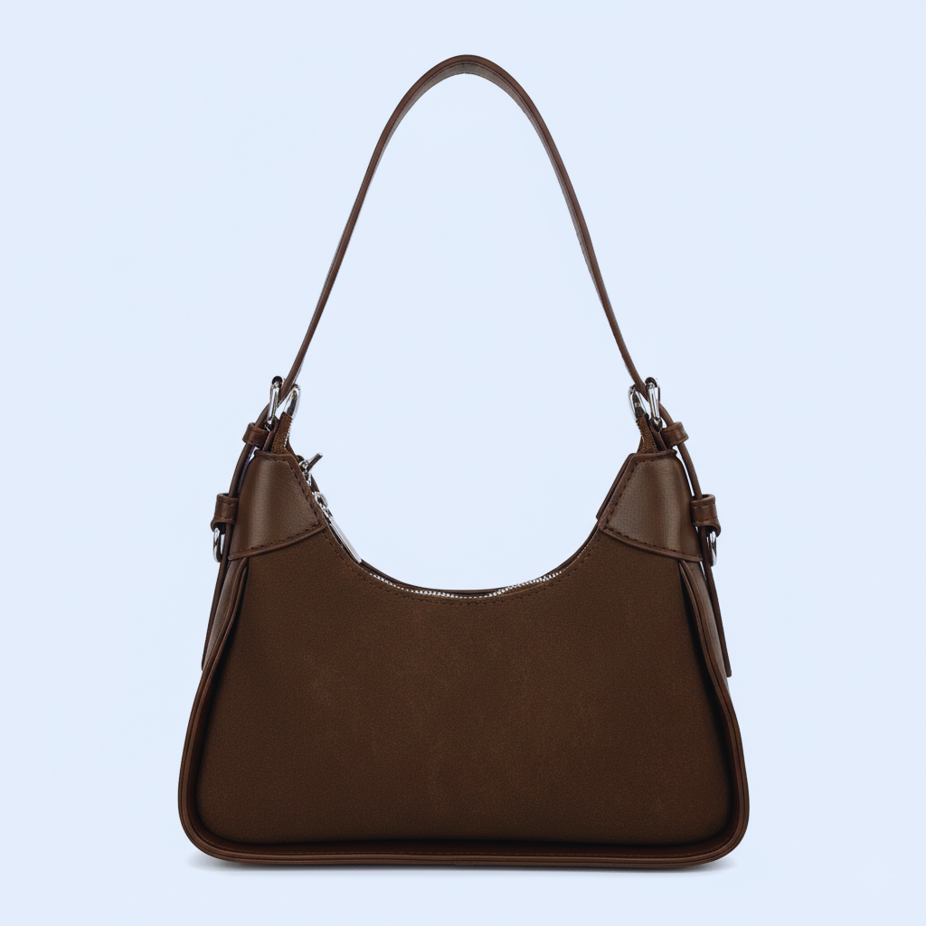 Chic Crescent Shoulder Bag with Silver Hardware