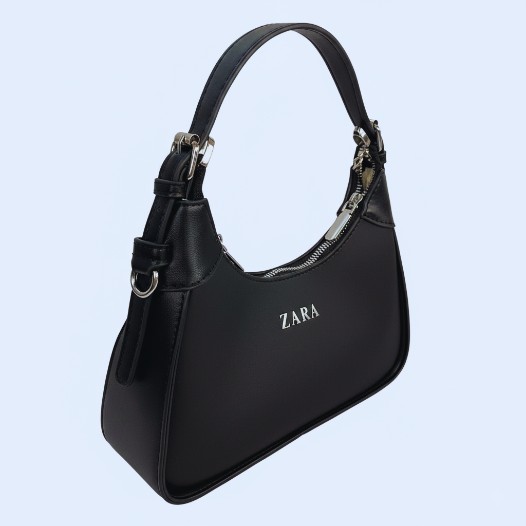 Chic Crescent Shoulder Bag with Silver Hardware