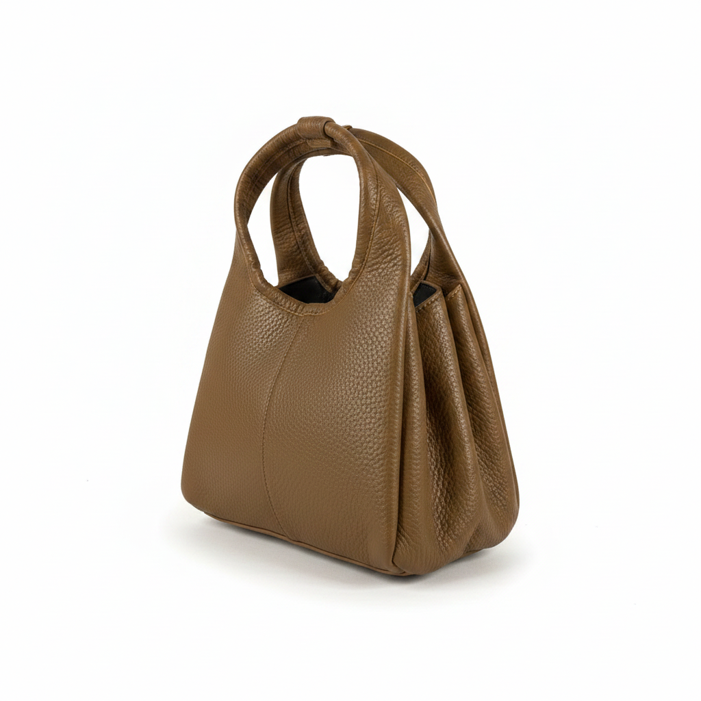 Structured Faux Leather Mini Handbag with Top Handle