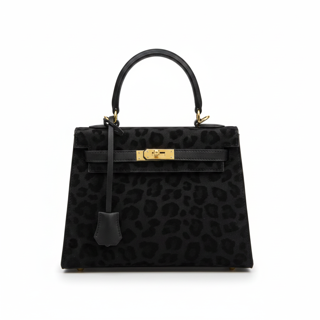 Luxurious Leopard Print Top-Handle Bag with Gold Hardware