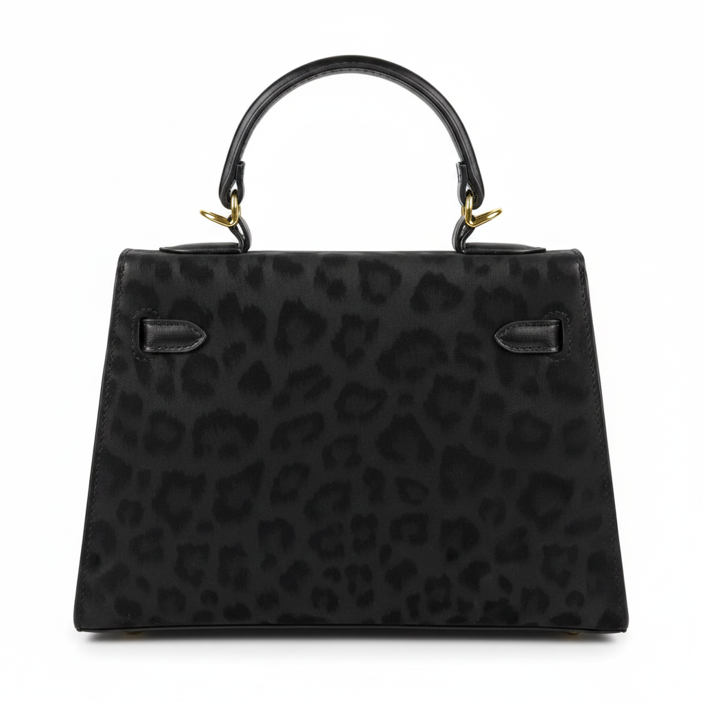 Luxurious Leopard Print Top-Handle Bag with Gold Hardware