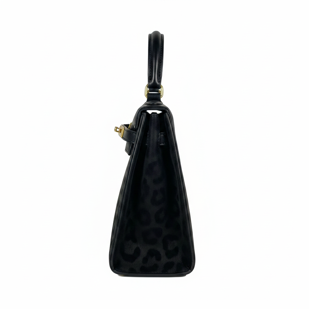 Luxurious Leopard Print Top-Handle Bag with Gold Hardware