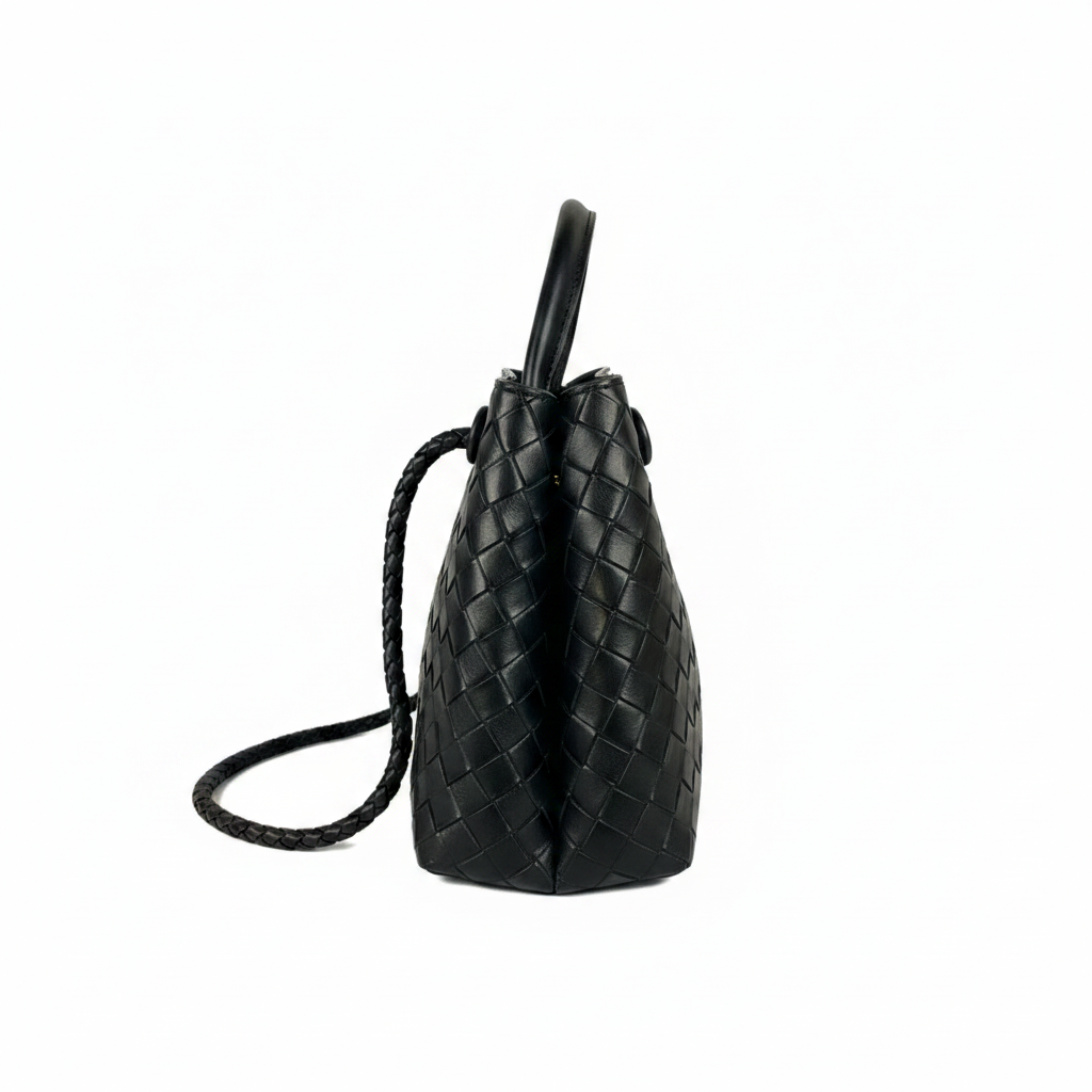 Luxury Woven Leather Top-Handle Bag with Knot Detail