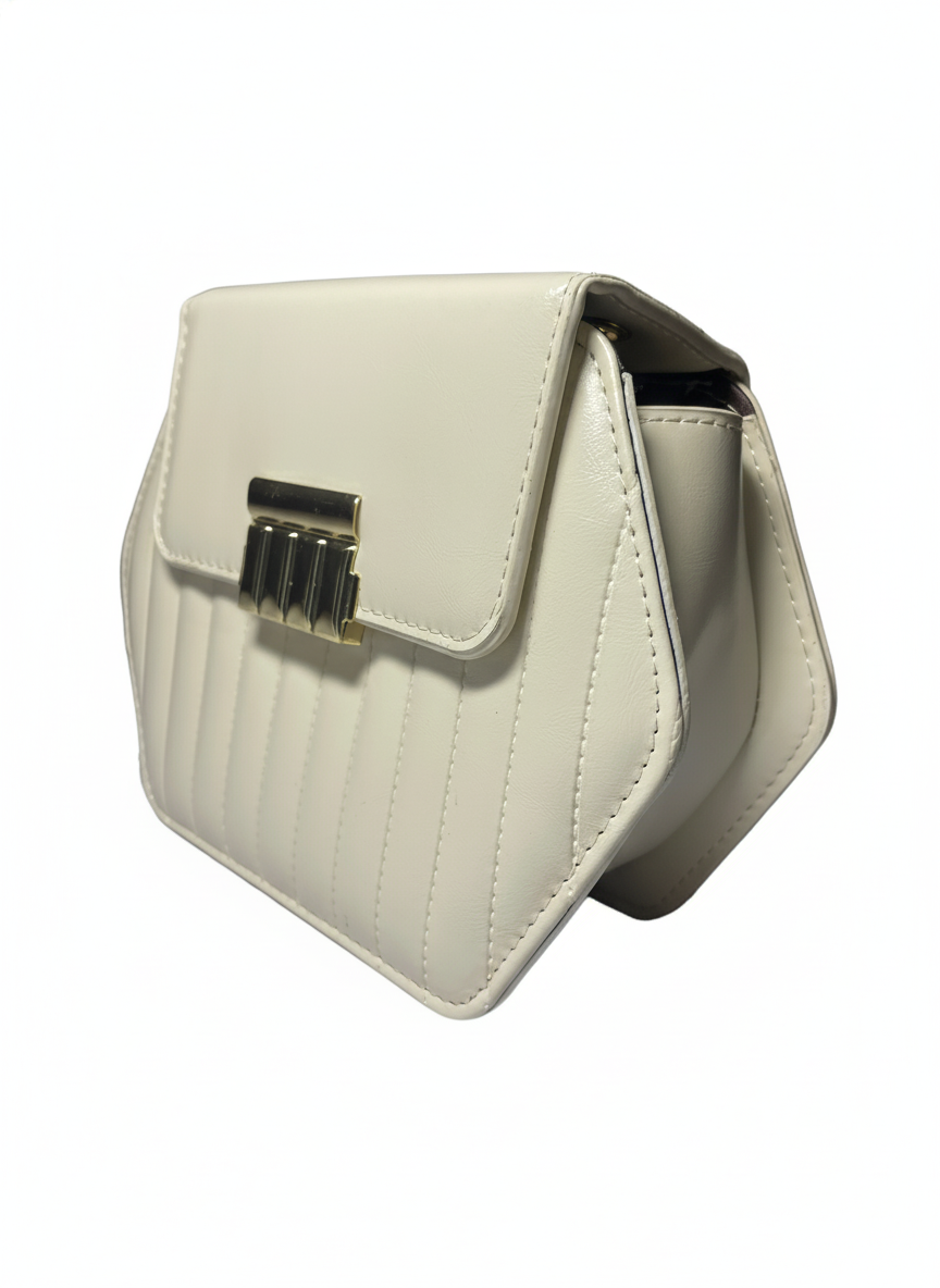 Elegant Hexa-Shape Shoulder Bag with Gold Chain