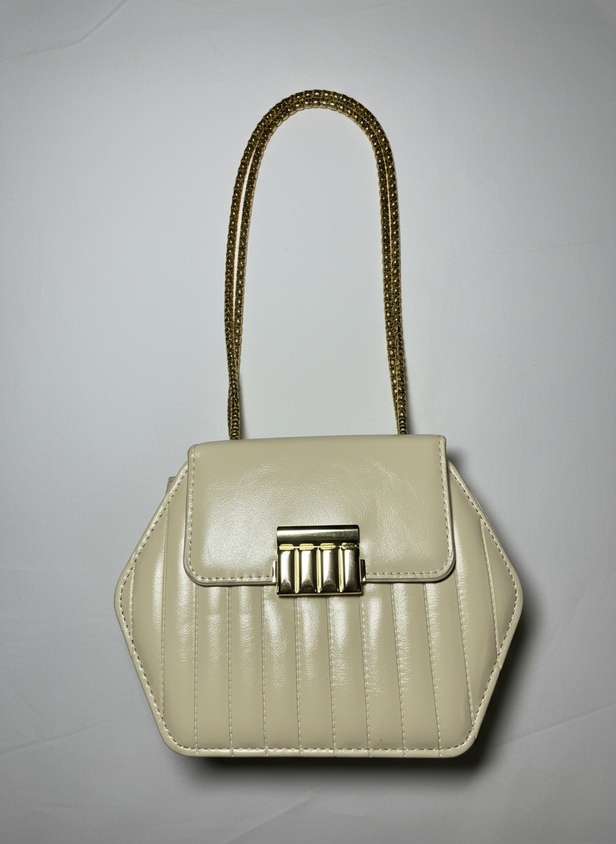 Elegant Hexa-Shape Shoulder Bag with Gold Chain