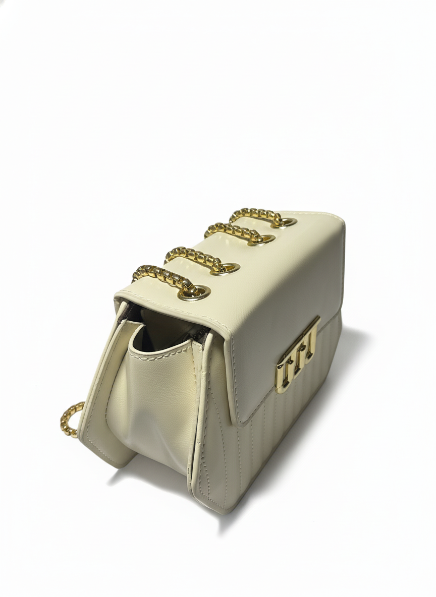 Elegant Hexa-Shape Shoulder Bag with Gold Chain