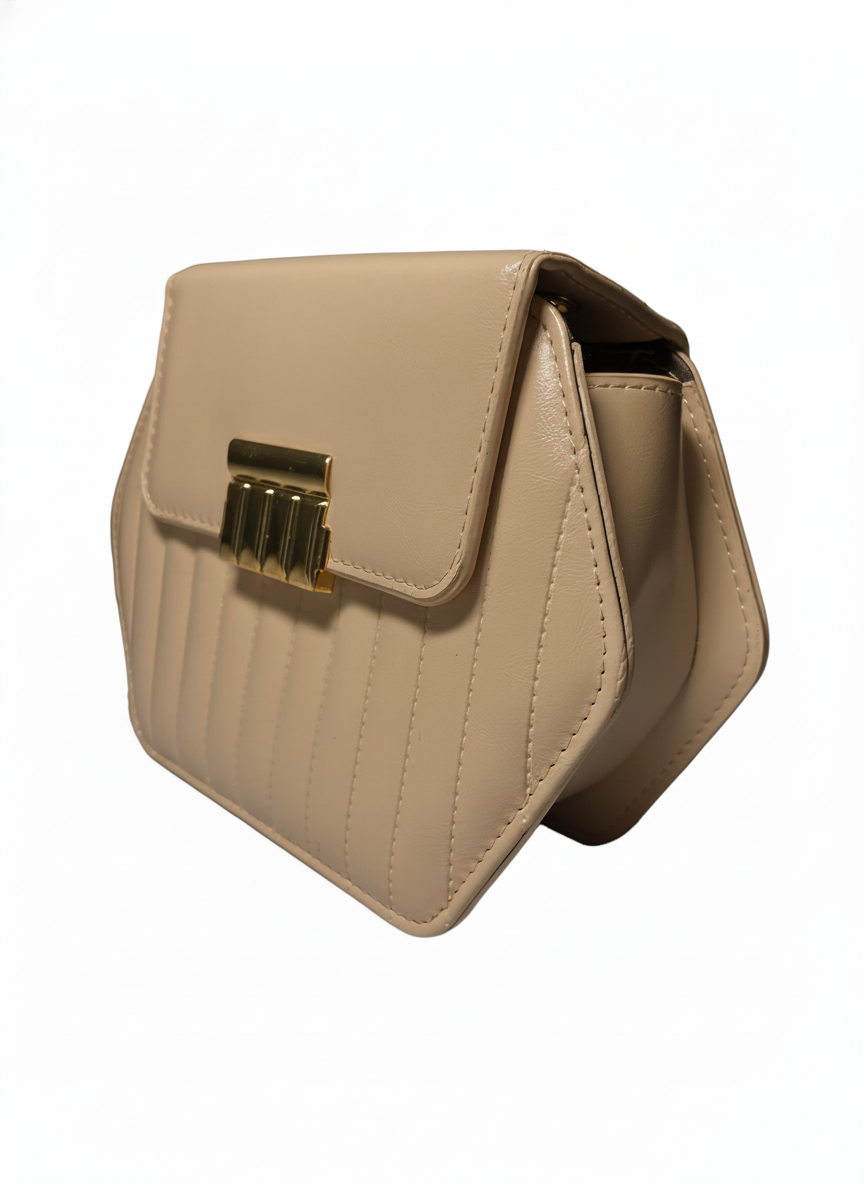 Elegant Hexa-Shape Shoulder Bag with Gold Chain