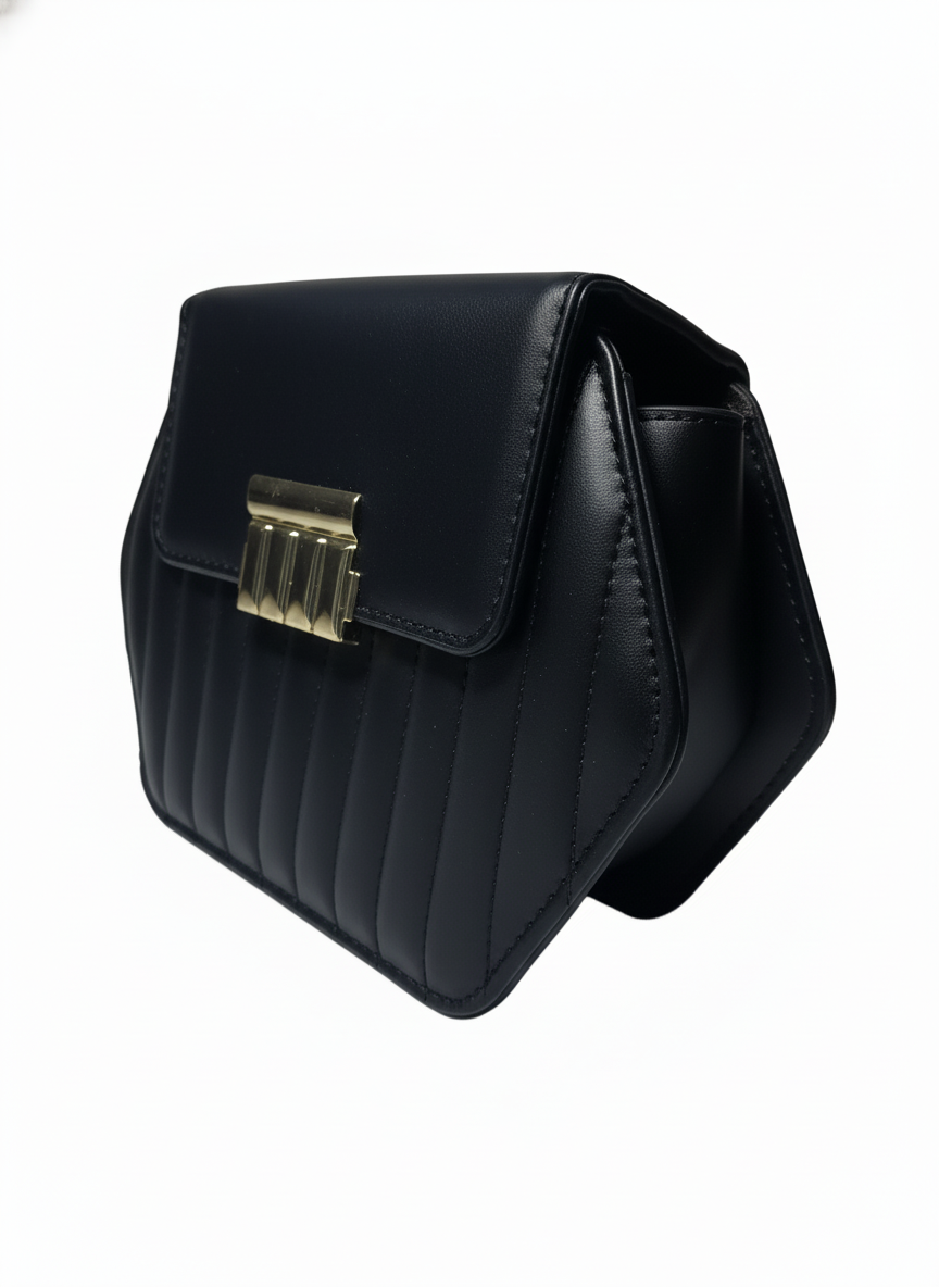 Elegant Hexa-Shape Shoulder Bag with Gold Chain