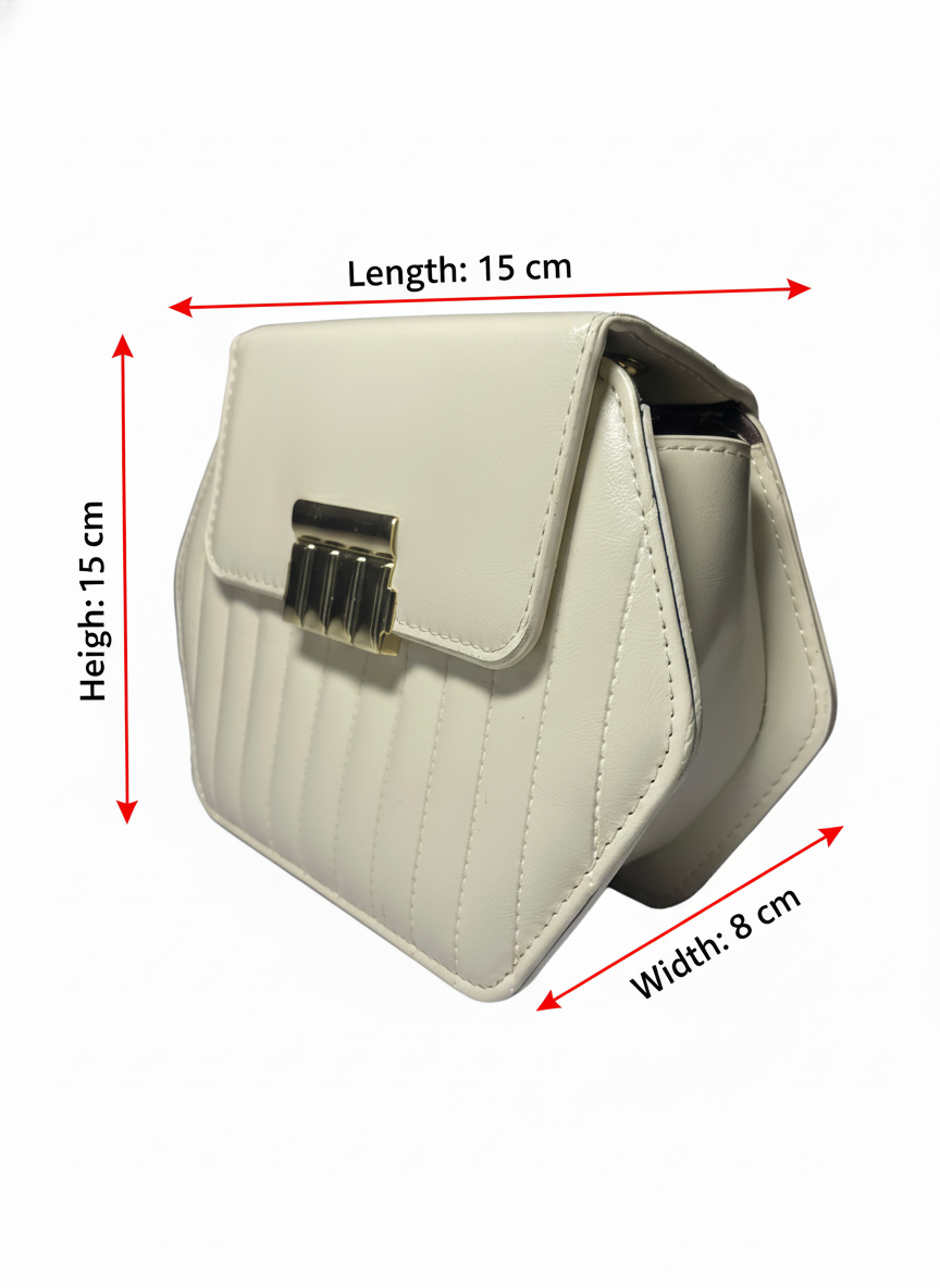 Elegant Hexa-Shape Shoulder Bag with Gold Chain