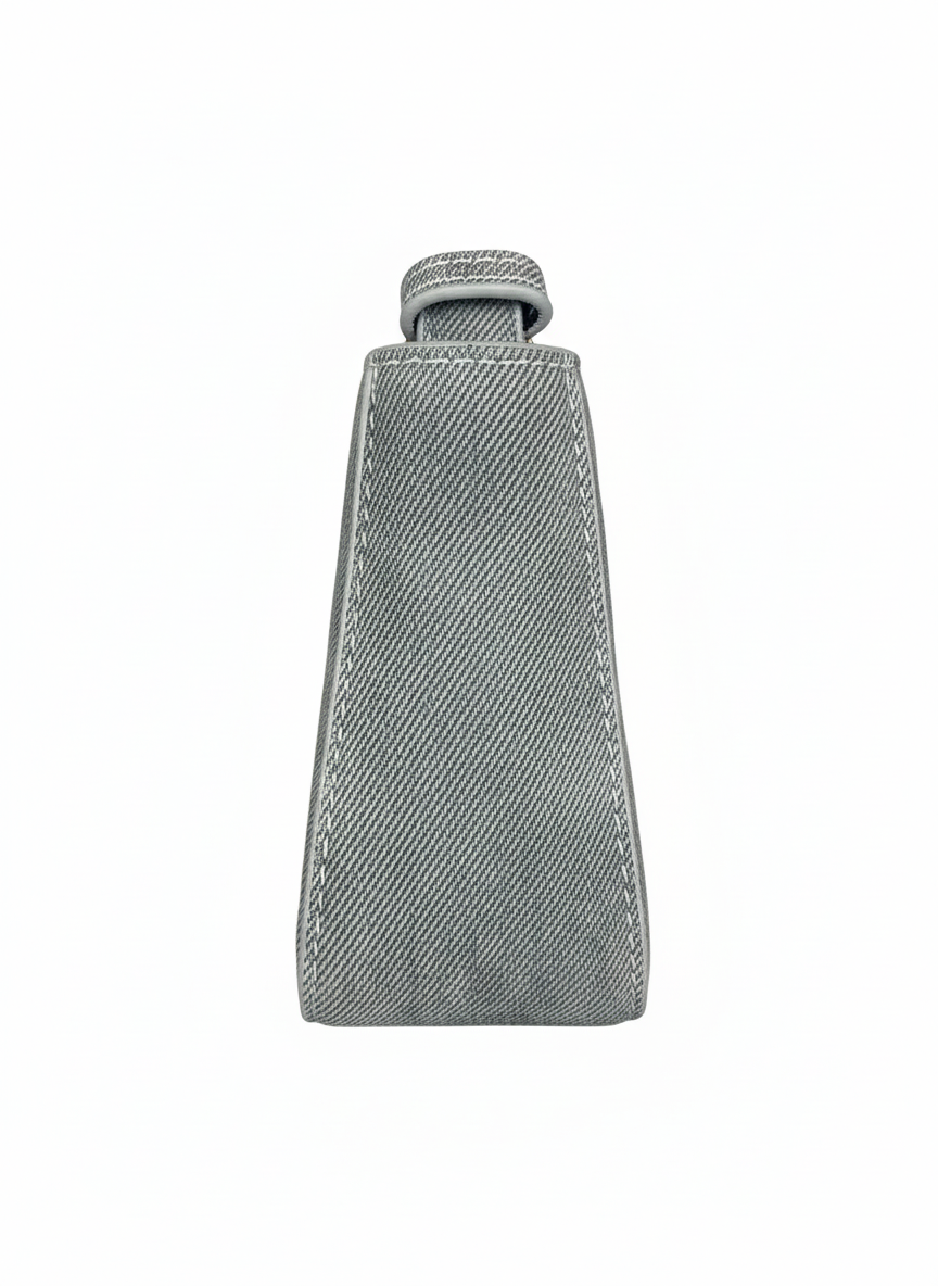 Chic Washed Denim Jean-Style Handbag with Golden Accents