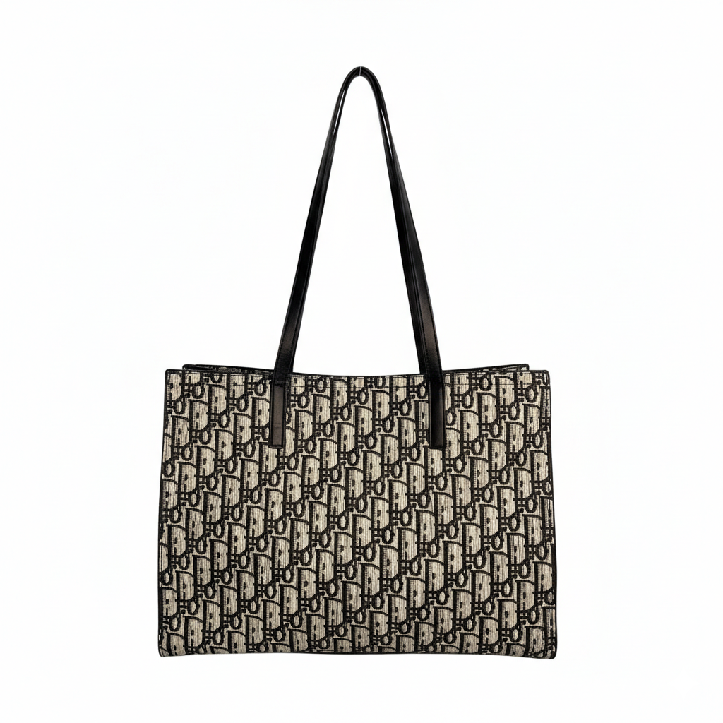 Dior Monogram Canvas Zipper Tote Bag