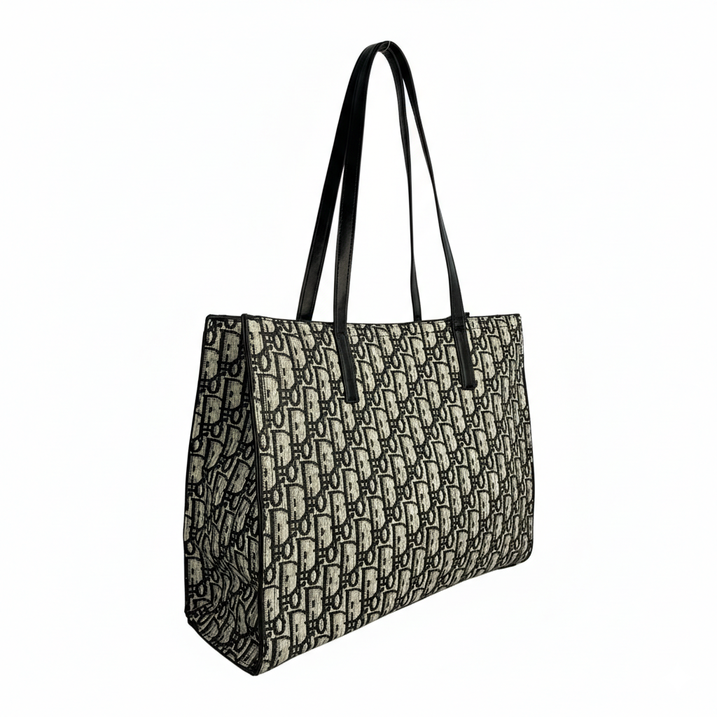 Dior Monogram Canvas Zipper Tote Bag