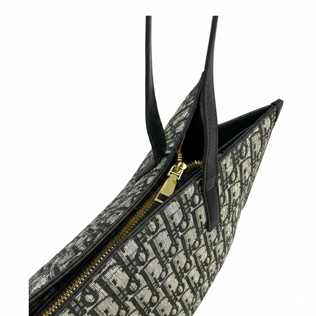 Dior Monogram Canvas Zipper Tote Bag